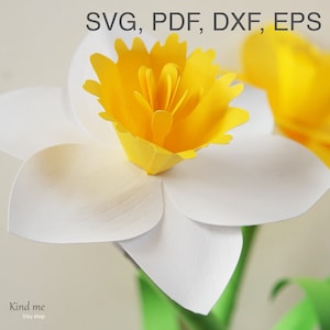 Digital mall för påskliljablomma för Cricut, svg, pdf, esp, dxf, instruktioner ingår, pappersklipp, 3D