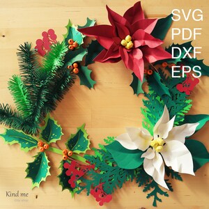 Guirlanda de Natal 3D para cortar com Cricut em papel, download digital SVG, PDF com instruções incluídas