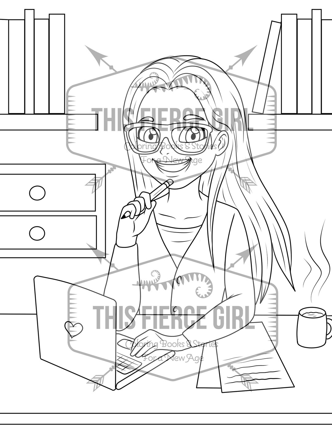 Girl Computer Science Digital Download Coloring Page - Etsy