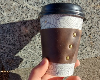 Steampunk Leather Coffee Cup Cozy