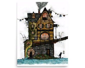 Waterwheel House Print