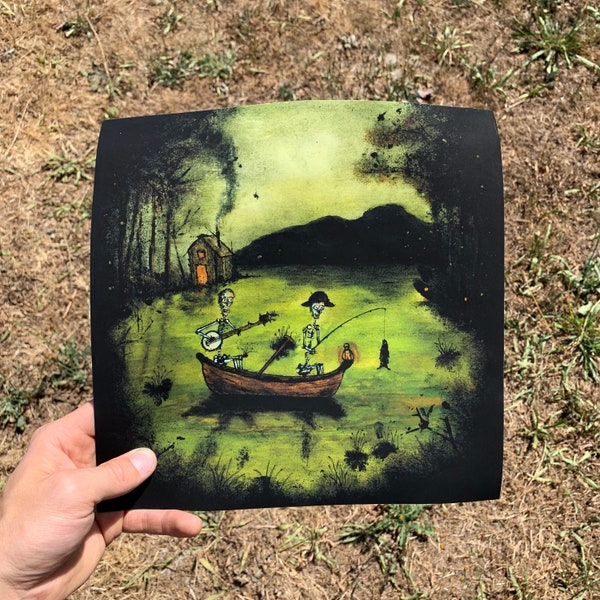 10x10" PHYSICAL PRINT - Swamp Skeletons Print on Enhanced Matte Paper