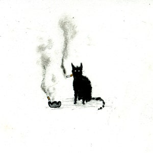 喫煙猫のプリント - 5x7"