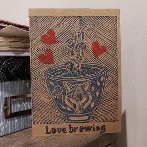 Carte de voeux Love Brewing - Dans une tasse de thé -