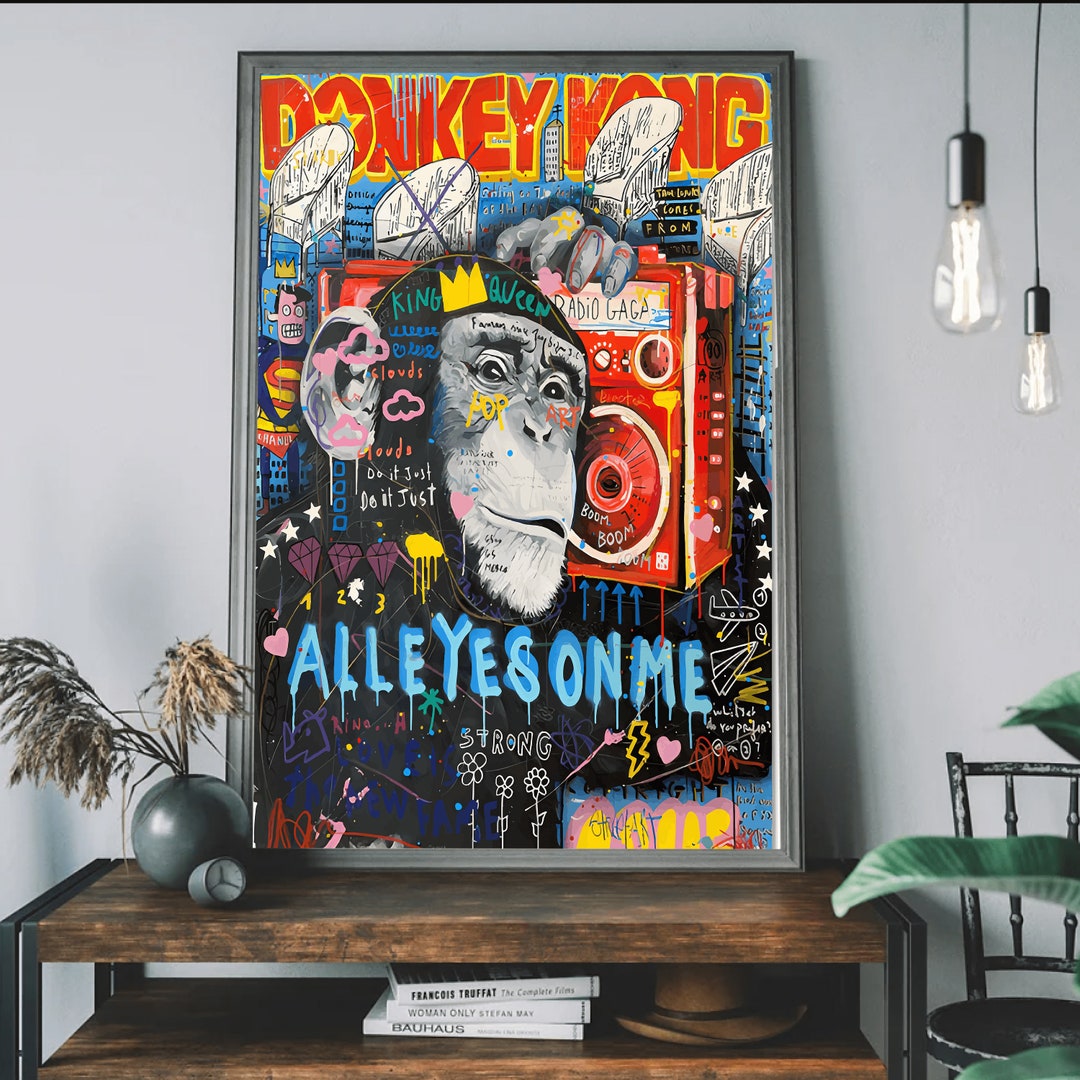 Graffiti Donkey Kong Wall Art, Digital Download Print, Wall Decor