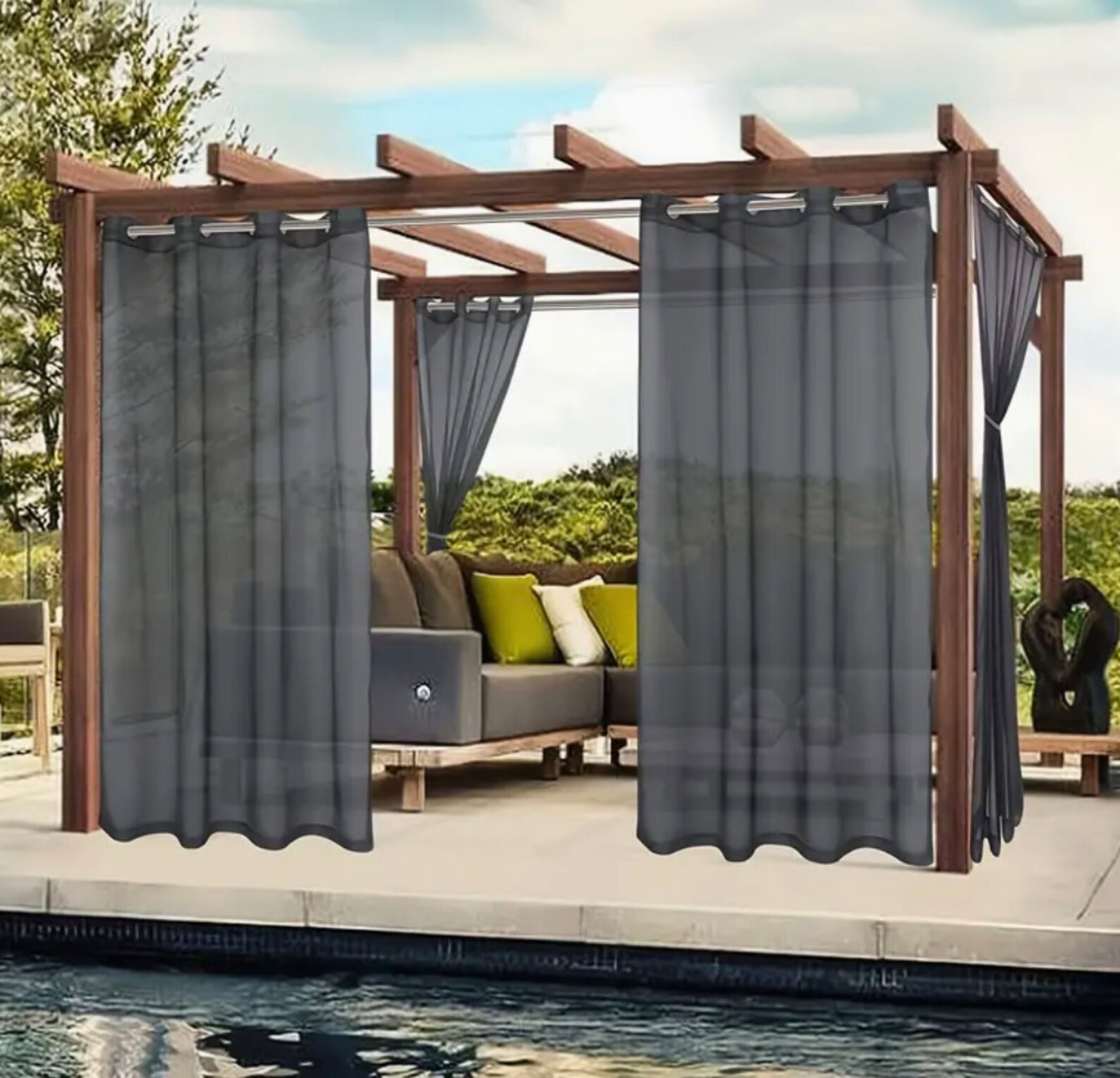 Waterproof Sheer Indoor/outdoor Curtains With Grommets Etsy