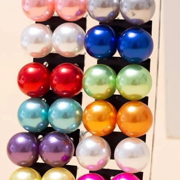 Faux Pearl Multicolor Stud Earrings