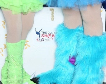 Fuzzy fur monster boot covers for ice skating