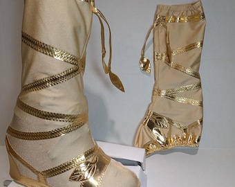 Cubrebotas hasta la rodilla, tipo zapatilla de diosa para patines de hielo o de ruedas