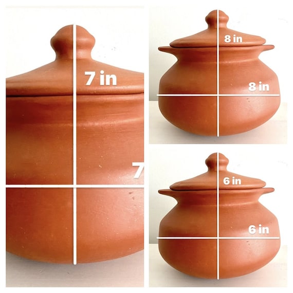 NATURAL TERRA COTTA Clay PRESSURE COOKER Teracotta with Glass Lid 3 LITER