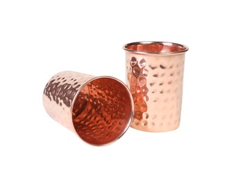 VERKA's Copper tumbler/glass/mugs. 100 % Pure copper hammered style mugs. 2 Tumblers packed. 250 ml/ 8 Ounce capacity.