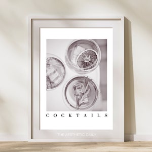 Aesthetic Cocktail Print, Bar Poster, Bar Cart Decor, Alcohol Art, Downloadable Prints, Minimalist Printable Poster, Digital Download Bar