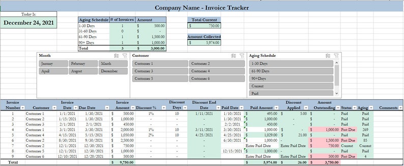 Excel Invoice and Bill Tracker | Small Business Template (digital ...