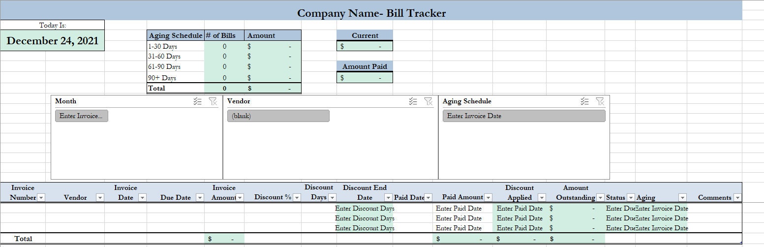 Excel Invoice and Bill Tracker | Small Business Template (digital ...