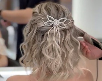 Peine de pelo nupcial de cristal, pieza de pelo de pedrería, peine de pelo de boda, accesorios para el cabello de novia