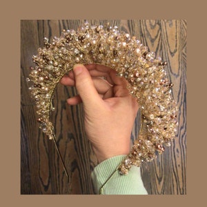 Champagne Wedding Tiara - Rose Gold, Bronze and Peach Accents|Perfect for Weddings, and Parties - Bridal Headpiece for a Princess-like Look