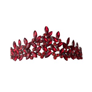 Burgundy Bridal Crown, Wedding Headpiece, Red Bridal Tiara, Red Henna Tiara