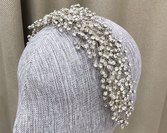 Swarovski Bridal Tiara Headband, Swarovski Wedding Headpiece, Silver Shiny Bridal Tiara