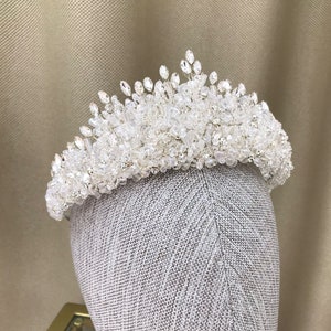 Swarovski Crystal Bridal Tiara Crown, Swarovski Princess Crown, Luxury Glamour Wedding Tiara Crown, Silver Crystal Headpiece