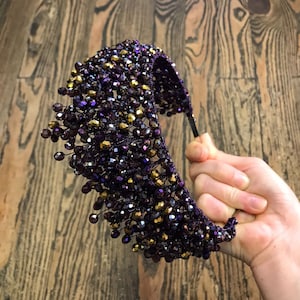 Dark Purple Crown, Purple Tiara, Purple Crystal High Crown, Gothic Dark Purple Headpiece