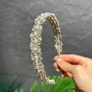 Elegant Handmade Zircon Bridal Crown | Crystal Wedding Tiara | Handmade Bridal Headpiece for Special Occasions