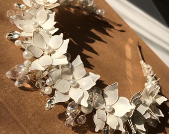Handmade Boho Bridal Flower Crown  | Unique Wedding Headpiece for Brides