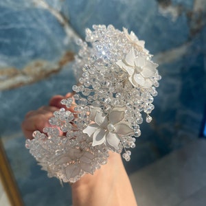 Floral Bridal Tiara, White Floral Wedding Headband - Perfect Wedding Tiara & Floral Bridal Headpiece