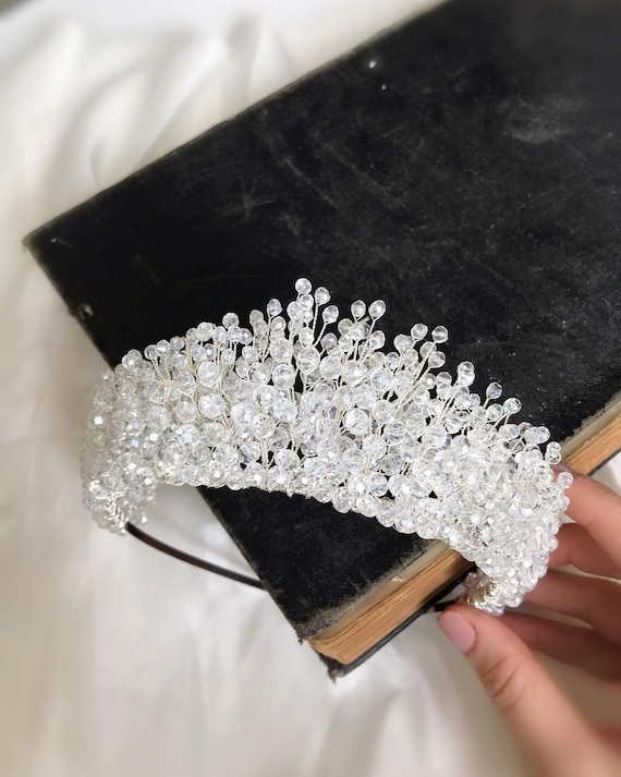 White Bridal Headpiece, White Wedding Crown, Princess Tiara  display picture 1