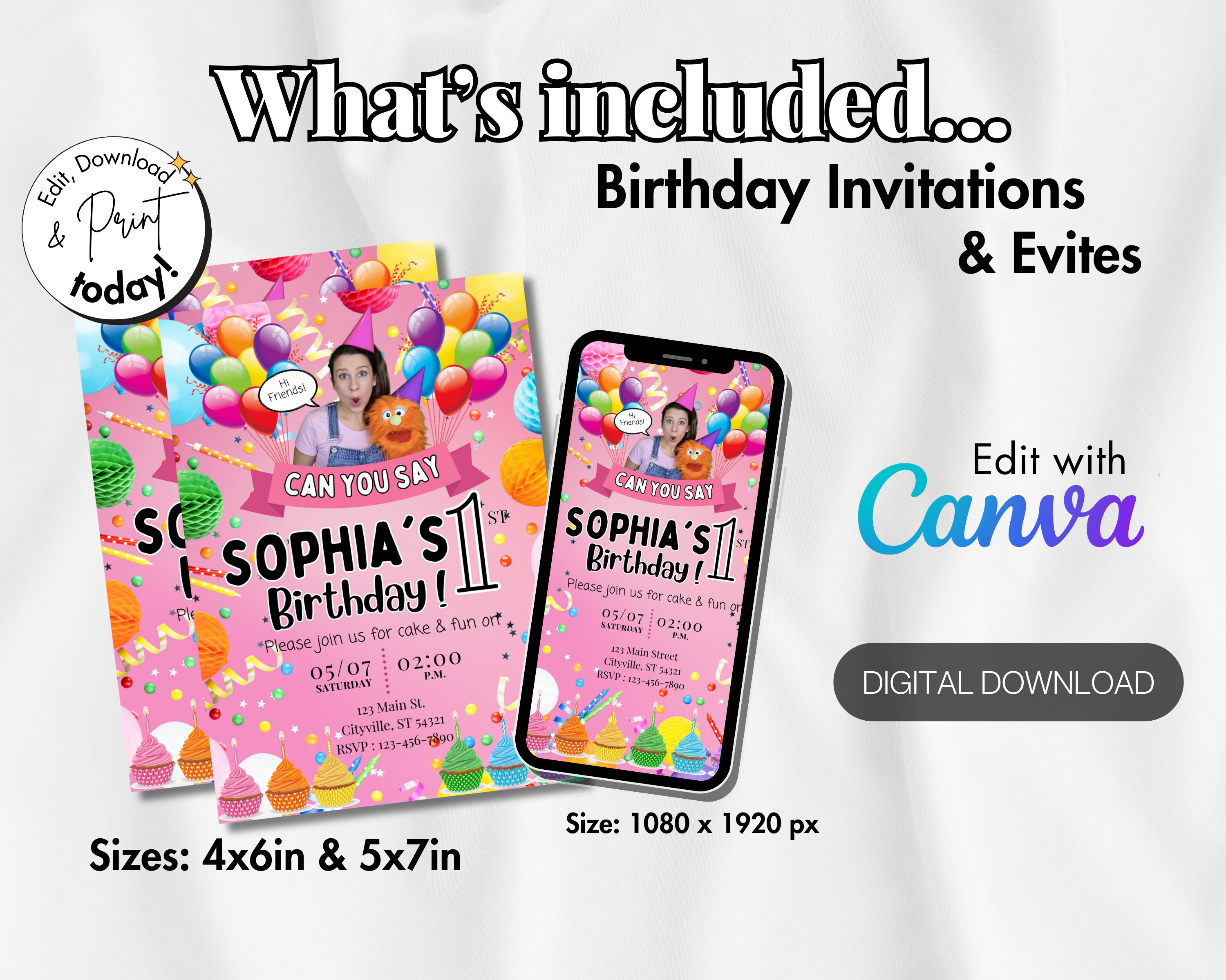 The ULTIMATE Ms. Rachel 1st Birthday Party Pack Instant Digital ...