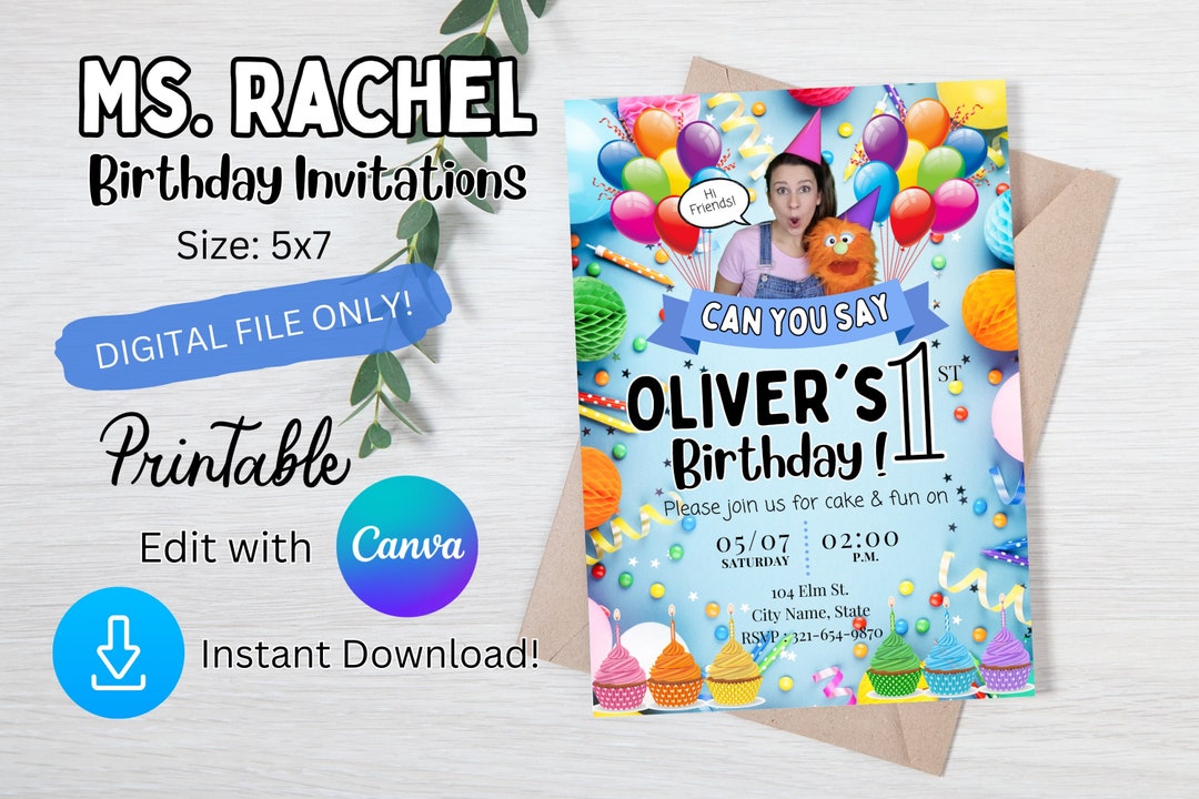 Celebrate With Style! Personalized Ms Rachel Birthday Invitation ...