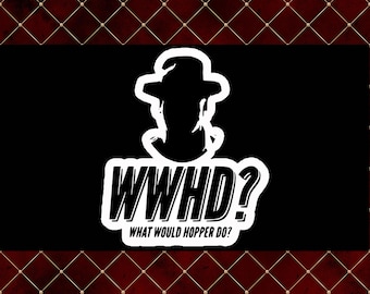 What Would Hopper Do? laminated waterproof water bottle, laptop, car decal, sticker