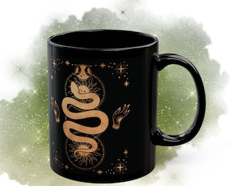 Tarot Sonne Mond Grafikdesign Witchy Kaffeetasse, Teebecher mit 11 Unzen 15 Unzen