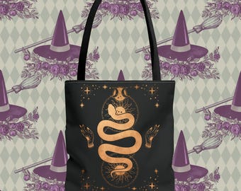 Bolsa de mano con gráfico de Tarot, Sol y Luna: un bolso de compras ocultista y brujo