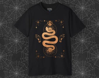 Celestial Snake Graphic Tee - Mystical Sun Moon Unisex T-Shirt