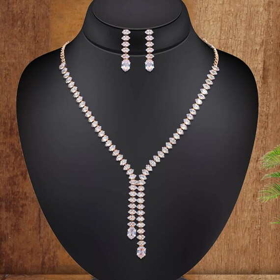Simple white stone necklace set deals