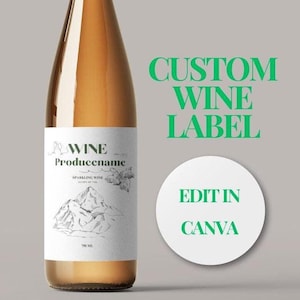 Custom wine label, Wine Bottle Label Template 750ml - Editable Wine Labels for Canva, Champagne Bottle Labels wine label wedding