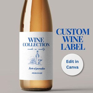 Custom Wine Bottle Label Template - Editable 750ml & Champagne Labels for Canva - Wedding, Party, Gift Decor