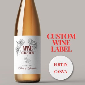 Custom wine label, Wine Bottle Label Template 750ml - Editable Wine Labels for Canva, Champagne Bottle Labels wine label wedding