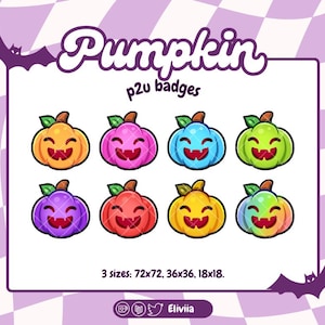 Cute 8 Halloween Pumpkins  | Twitch Sub| Bit Badges | Discord | Kawaii Badges Pack |