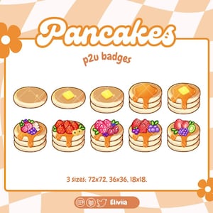 10 Cute  Pancakes | Twitch Sub| Bit Badges | Discord | Kawaii Badges Pack |