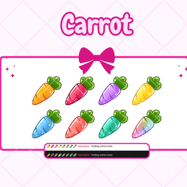 8 Carrot Sub Badges  | Twitch Sub| Bit Badges | Discord | Kawaii Badges Pack |  Pastel