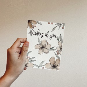Pensando en tu tarjeta floral / pensando en tu tarjeta / tarjeta / tarjeta pintada a mano / tarjeta de acuarela / tarjeta floral / tarjeta