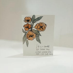 Conjunto pintado à mão de duas flores rosa - Presentes personalizados para ela, meninas, mãe, esposa, marido - Cartões de felicitações em aquarela
