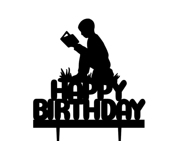 Reading book cake topper, book worm cake topper, girl reading book cake topper, boy reading book cake topper, reading cake topper, read