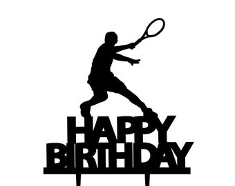 Tennis Player Birthday Cake Topper: Custom Colors Available