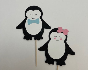 Penguin Cupcake Toppers: Handcrafted Paper Party Decorations (Set of 12)