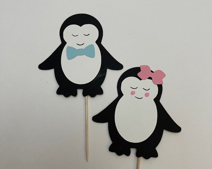 Penguin cupcake toppers, penguin cake toppers, penguin cupcake toppers, penguin toppers, set of 12 cupcake toppers