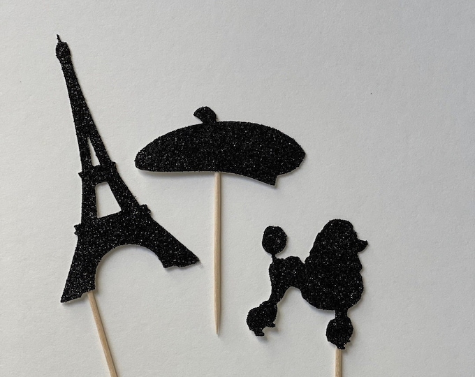 Paris cupcake toppers, Paris toppers, Paris cake toppers, Fashionista cupcake toppers, Romantic cupcake toppers, Eiffel tower cupcake topper