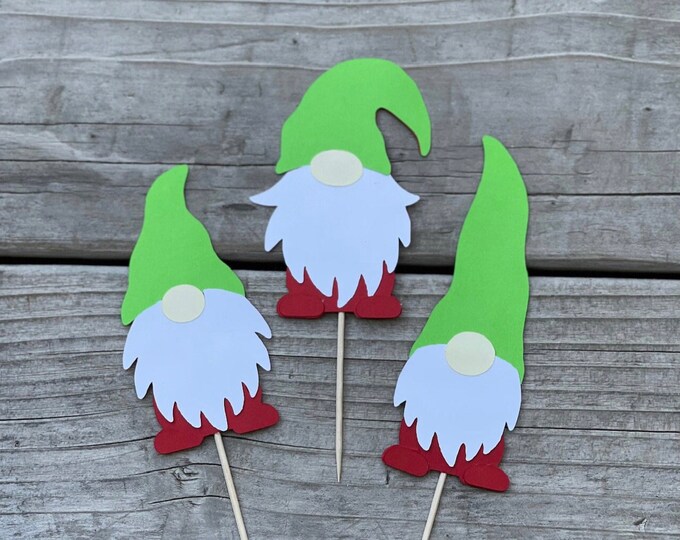 Gnome cupcake toppers, Gnome toppers, Christmas cupcake toppers, Christmas gnomes cupcake toppers, Gnome party decorations, Gnome topper