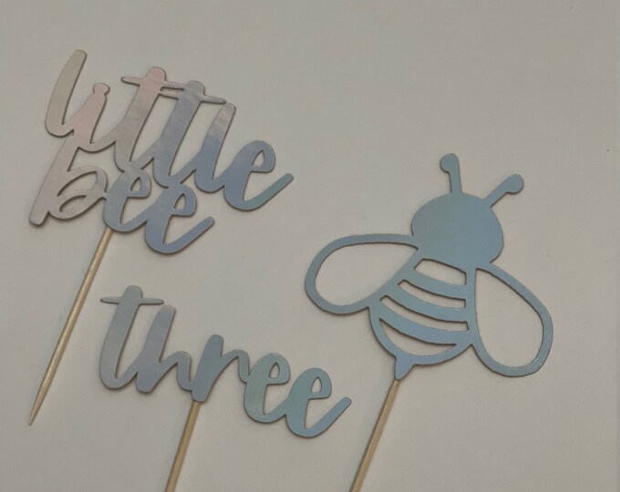 Bee cupcake toppers, honey bee cupcake topper, Little bee cupcake toppers, Little bee is three party decorations, bee party decorations